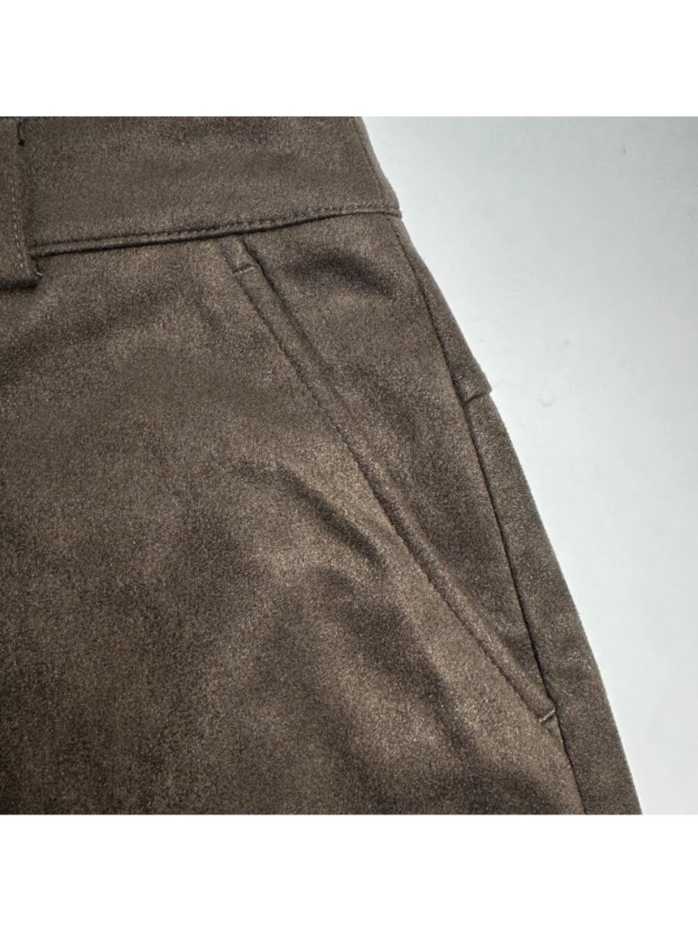 APT 9 Brown Faux Suede Mini Skirt Front Zipper Slash Pockets SZ S Y2K Cowgirl - Picture 15 of 15